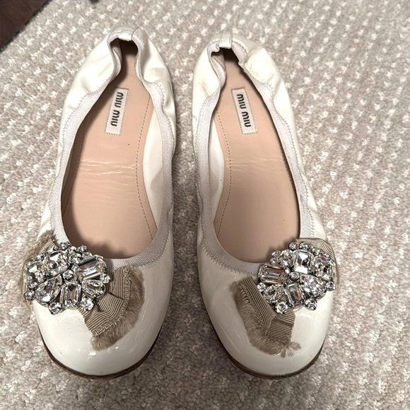 Miu Miu ballet flats with rhinestones size 40.5 patent leather - Picture 1 of 5